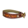 Handgefertigte Lederhalsband mit Nieten und Bling. bellerei-Unikat.
