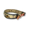 Handgefertigte Lederhalsband mit Nieten und Bling. bellerei-Unikat.