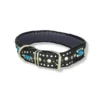 Lederhalsband mit Nieten und Bling. Handgefertigtes Unikat.