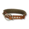 Handgefertigtes Lederhalsband-Unikat aus recycelten Materialien.