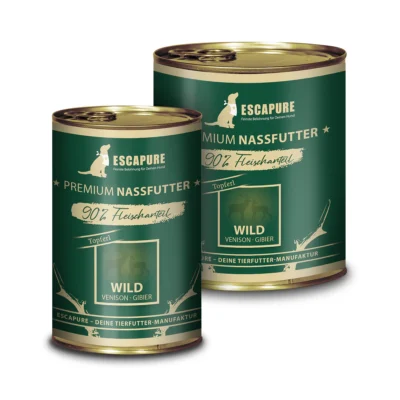Nassfutter für Hunde aus Deutschland. 90% Fleischanteil. Wildfleisch.