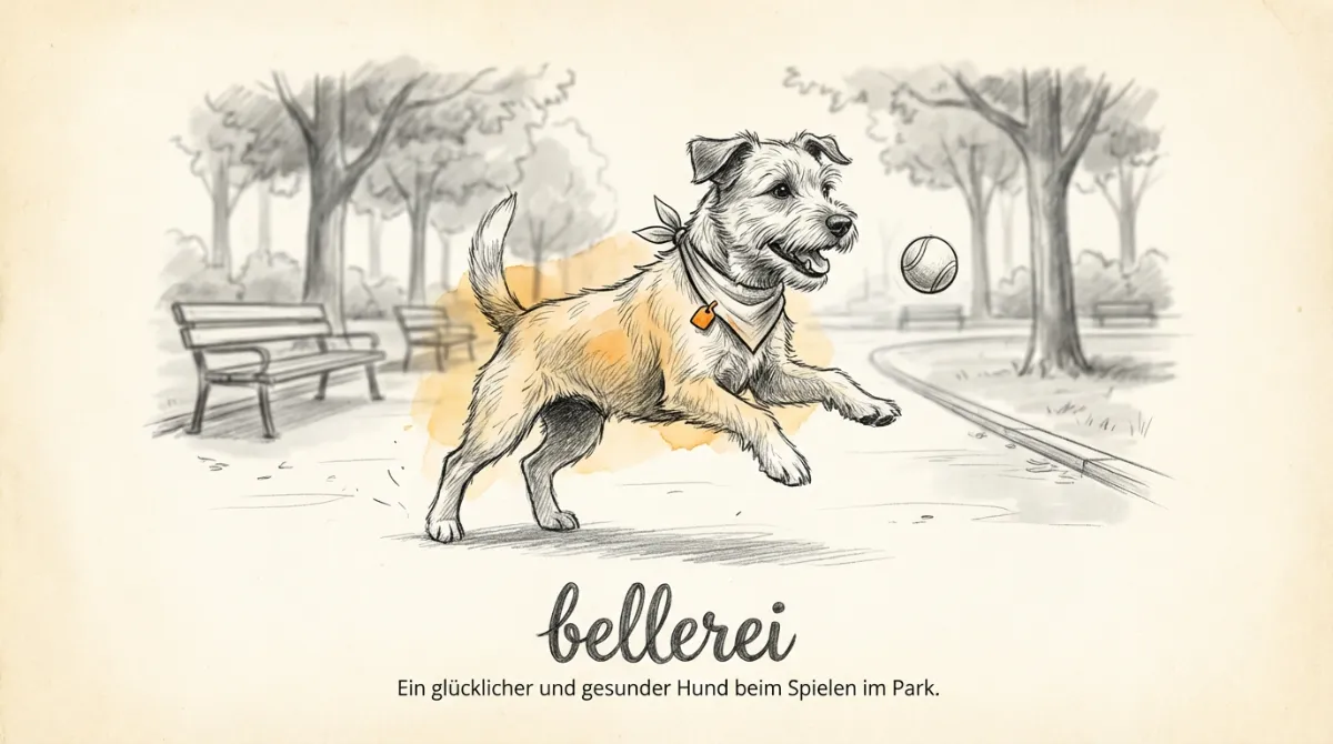 Ein glücklicher und gesunder Hund beim Spielen im Park