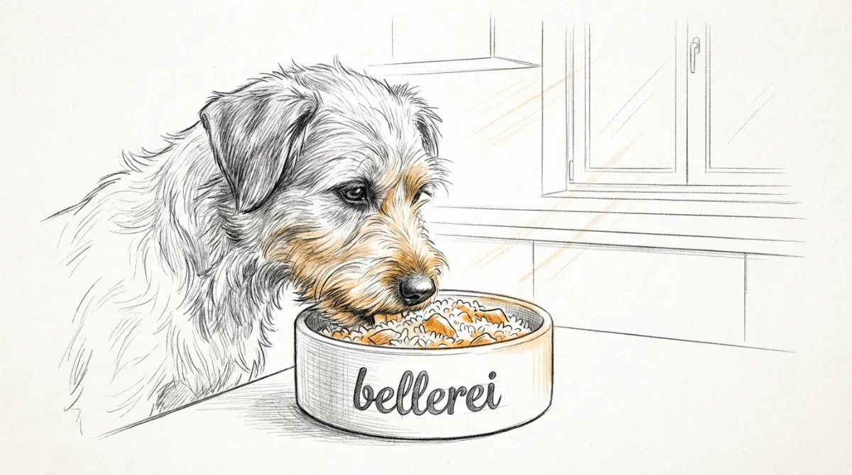 dog eating bland diet from a bowl