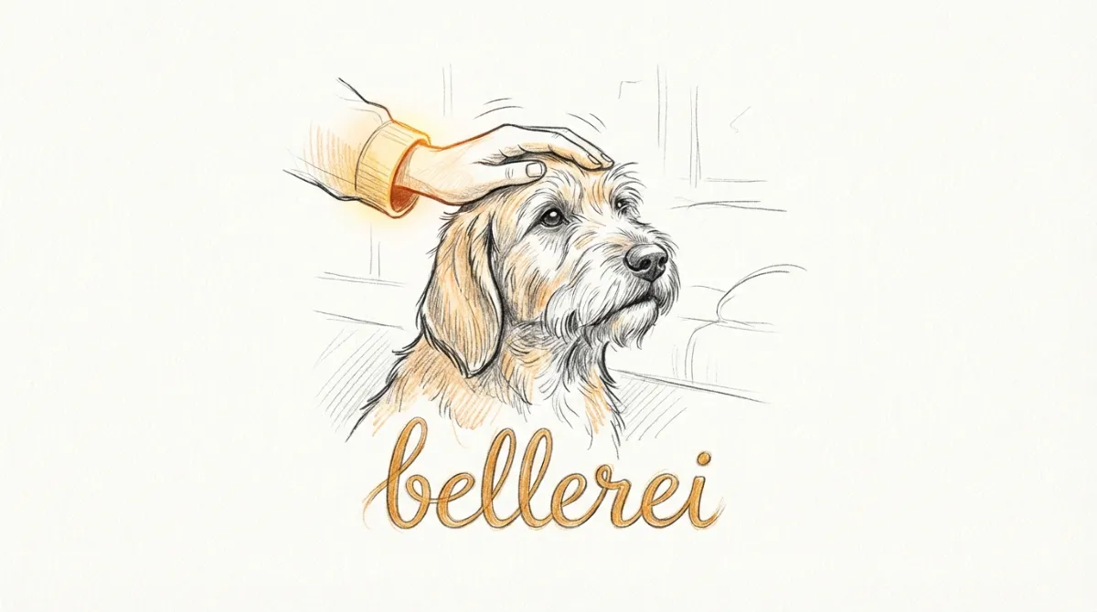 owner gently stroking a dog