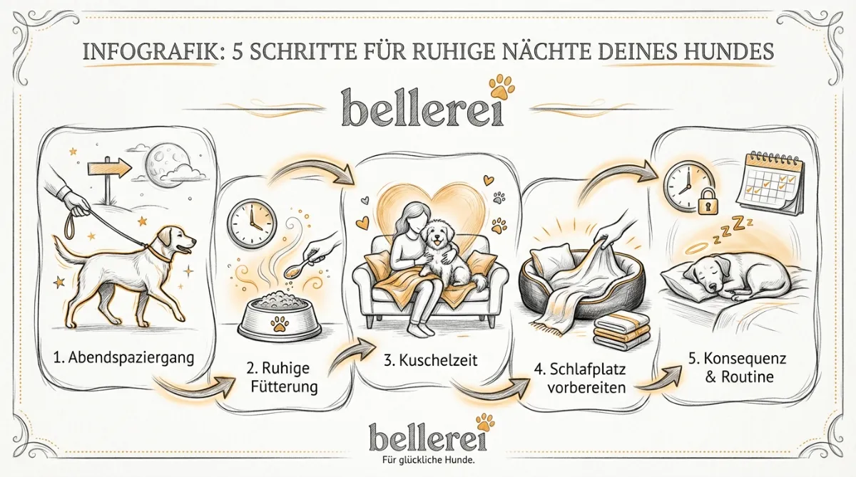 Infografik: 5 Schritte für ruhige Nächte deines Hundes