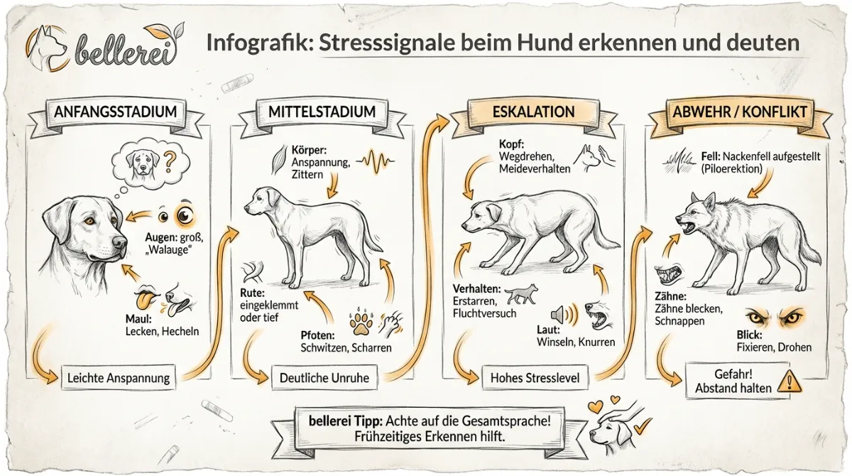 Infografik: Stresssignale beim Hund erkennen und deuten
