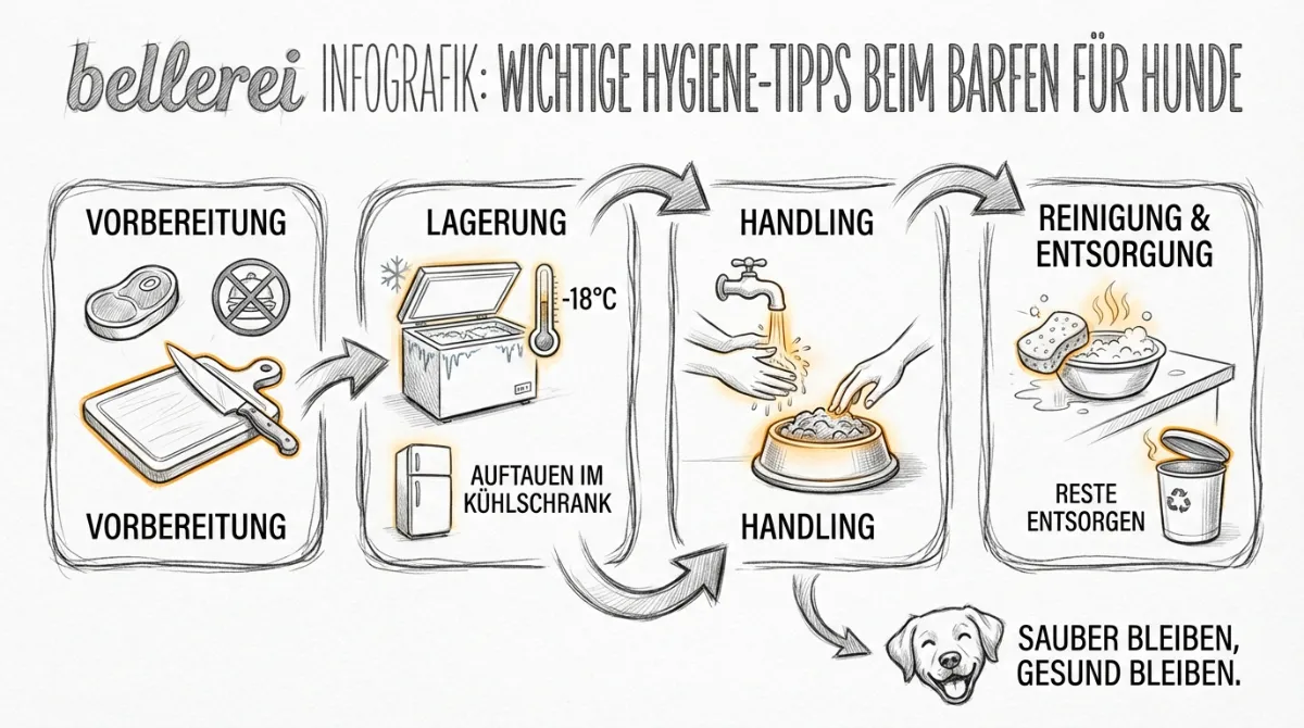 Infografik: Wichtige Hygiene-Tipps beim Barfen für Hunde