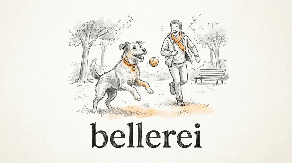 A happy dog playing fetch with its owner in a park, both smiling, emphasizing bond and active play.