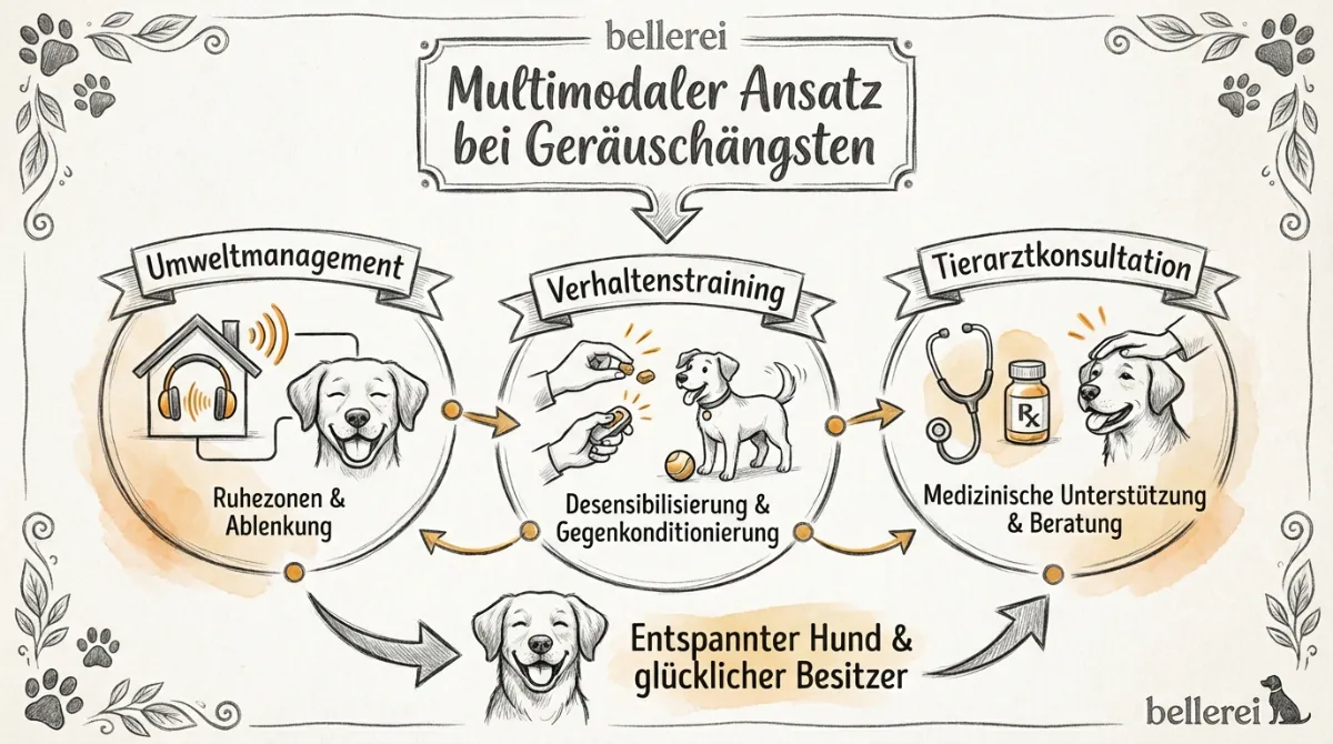 bellerei: Multimodales Training beruhigt unsichere Hunde bei Geräuschängsten.