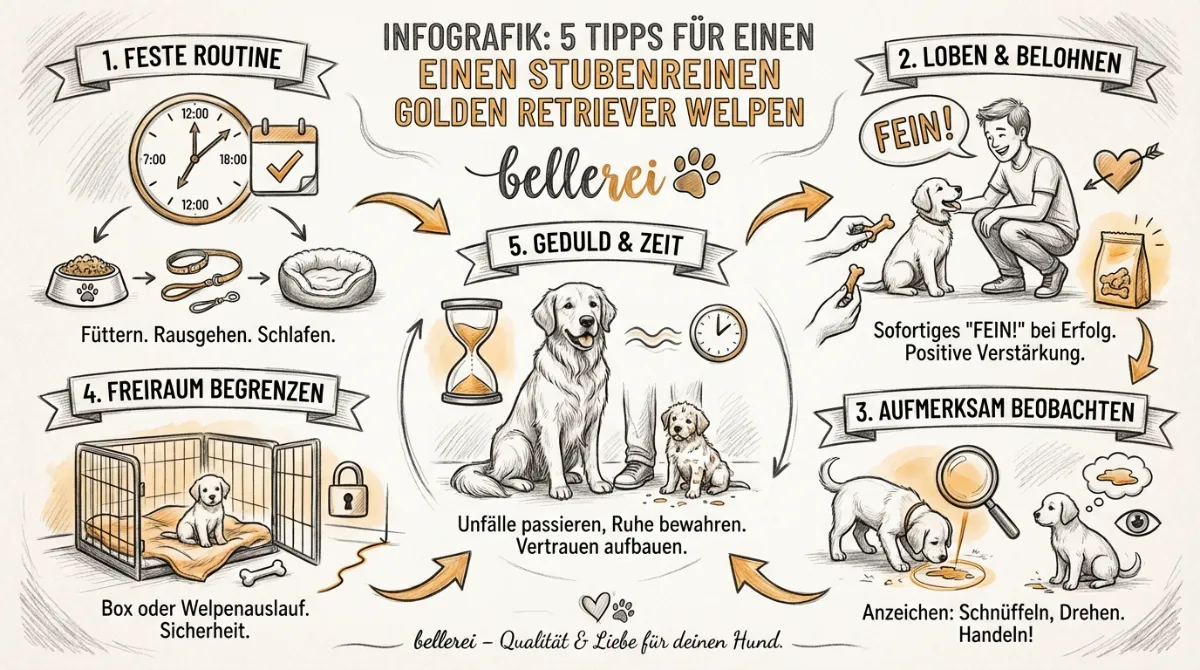 Golden Retriever Welpen Erziehung: 5 Tipps für Stubenreinheit