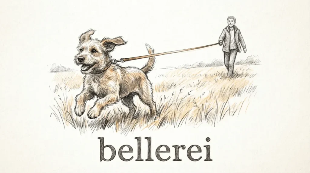 Fröhlicher Hund an Schleppleine auf dem Feld für mehr Freiheit.