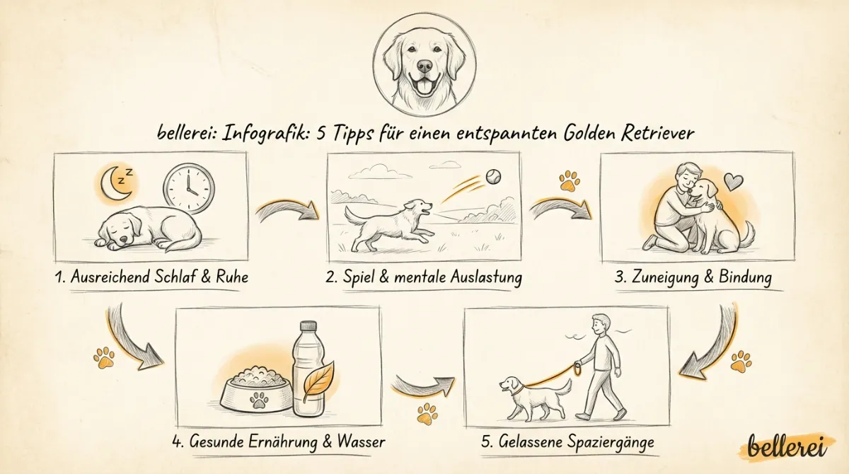 Infografik: 5 Tipps für einen entspannten Golden Retriever gegen Aggression