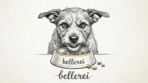 Hund zeigt Futterneid und Ressourcenverteidigung aggressiv am Napf.