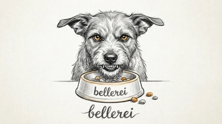 Hund zeigt Futterneid und Ressourcenverteidigung aggressiv am Napf.