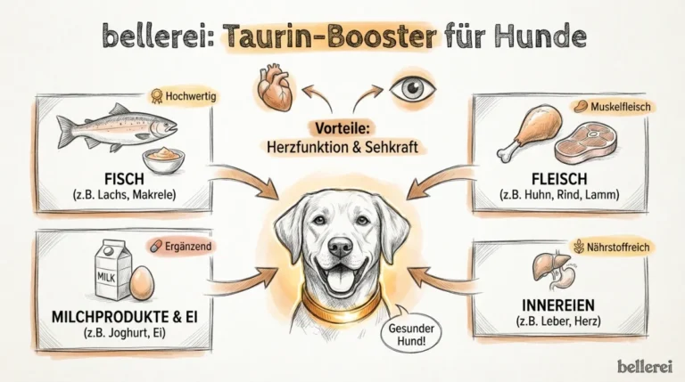 Taurin-Quellen und Vorteile für die Herzgesundheit deines Hundes.