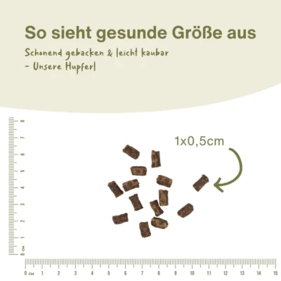 Größe der Leckerlies 1x0,5 cm.
