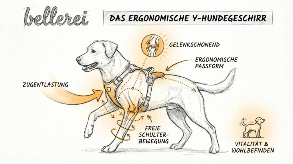 Ergonomisches bellerei Y-Hundegeschirr für Vizsla: Gelenkschonend bei Arthrose-Vorbeugung