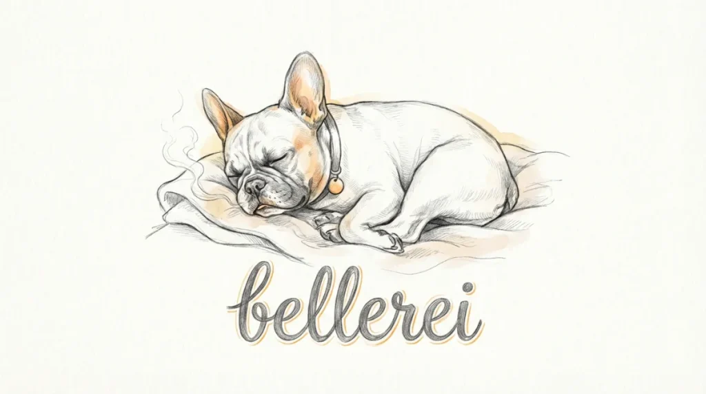 Schlafende Französische Bulldogge – bellerei steht für Wohlbefinden.