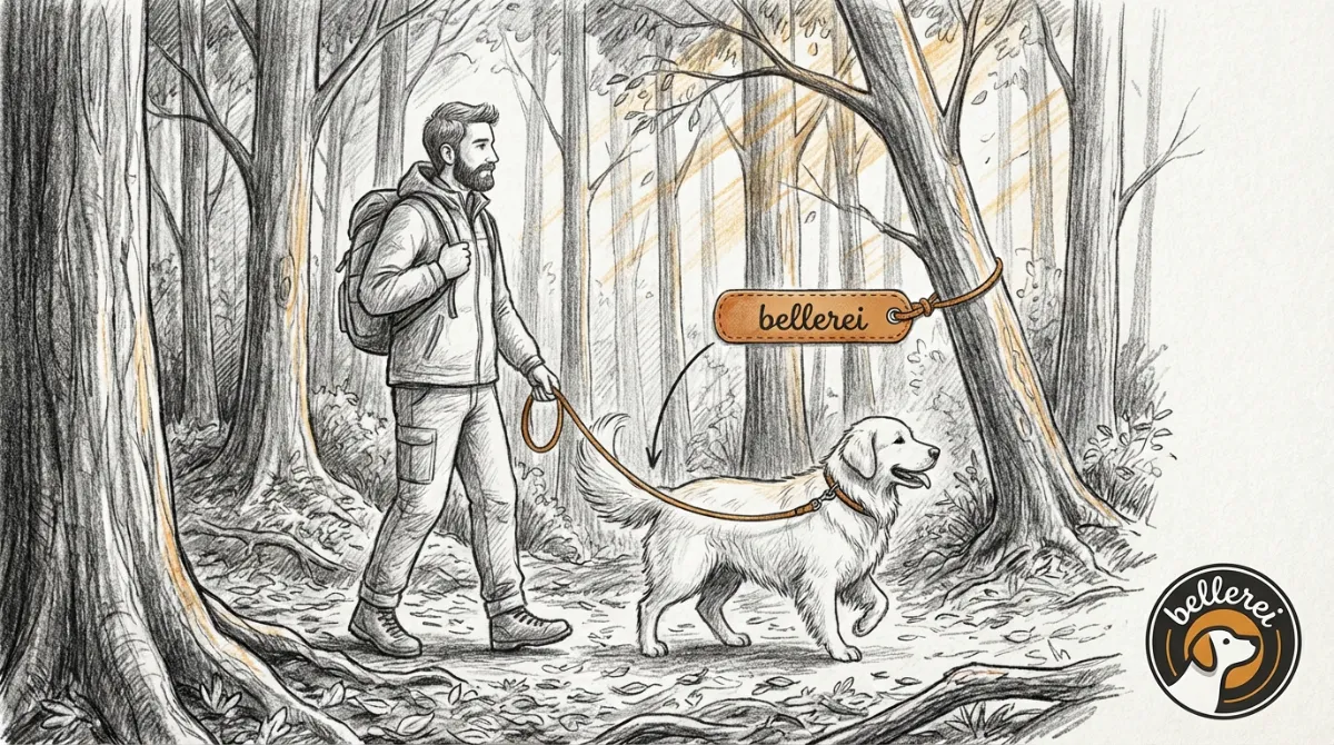 Hund an Leine im Wald: Gehorsam trainieren für sicheren Freilauf.