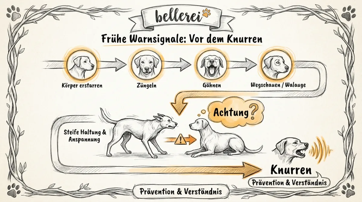 Hund knurrt: Frühwarnsignale der Hundekörpersprache vor dem Knurren.