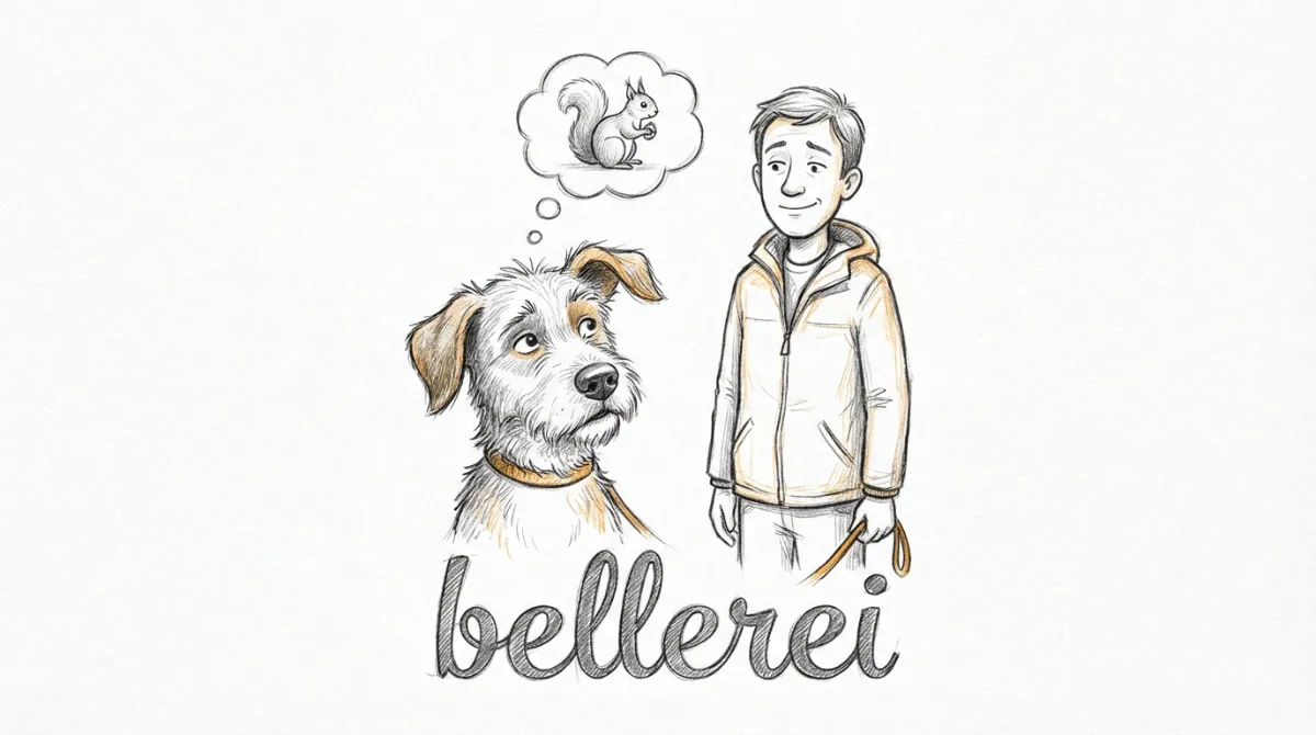 Hund mit tauben Ohren, vom Eichhörnchen abgelenkt. bellerei Rückruf Training.