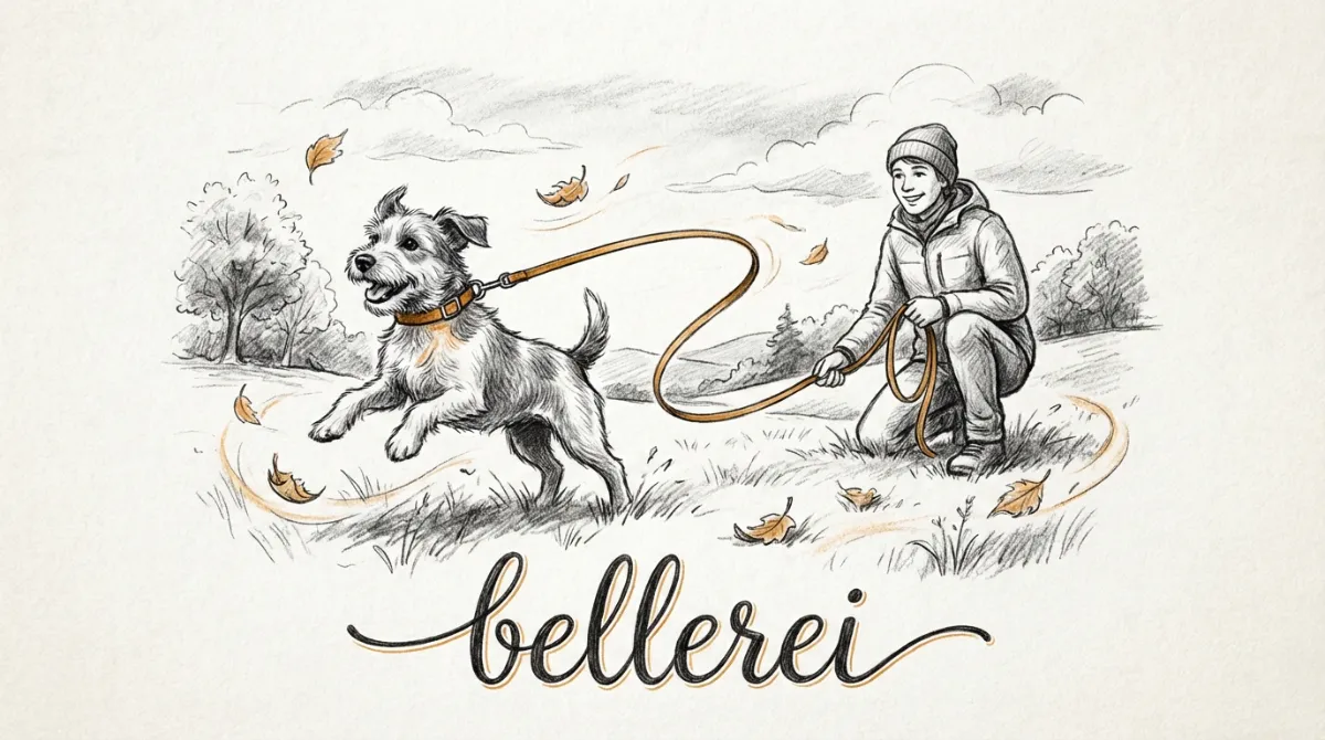 Kleine Hunde Erziehung: Begeisterter Terrier an bellerei Leine.