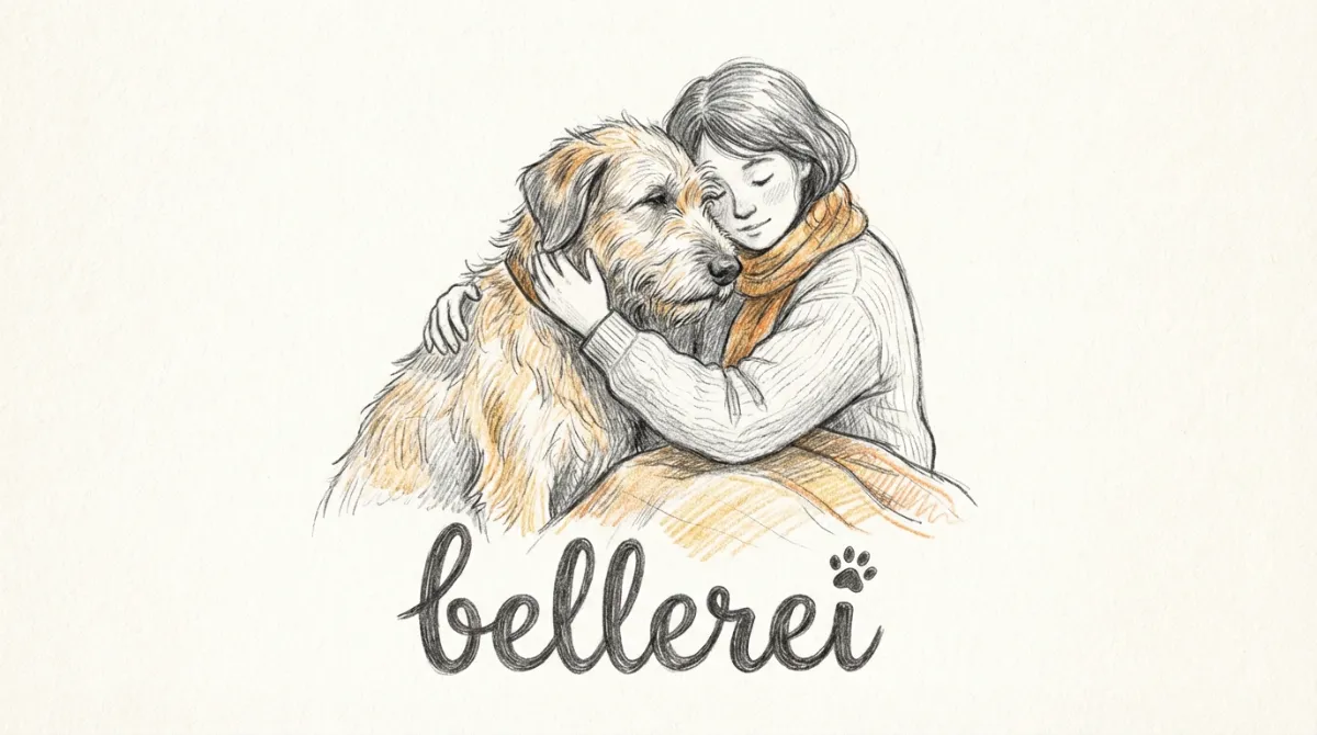 Mensch umarmt Hund zärtlich, Symbol für Trost und Bindung nach Trauma.