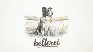Aufmerksamer Border Collie im Feld, bellerei Logo. Für Kontrolle und Sicherheit.
