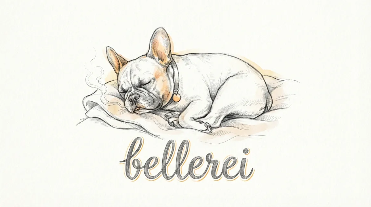 Schlafende Französische Bulldogge – bellerei steht für Wohlbefinden.