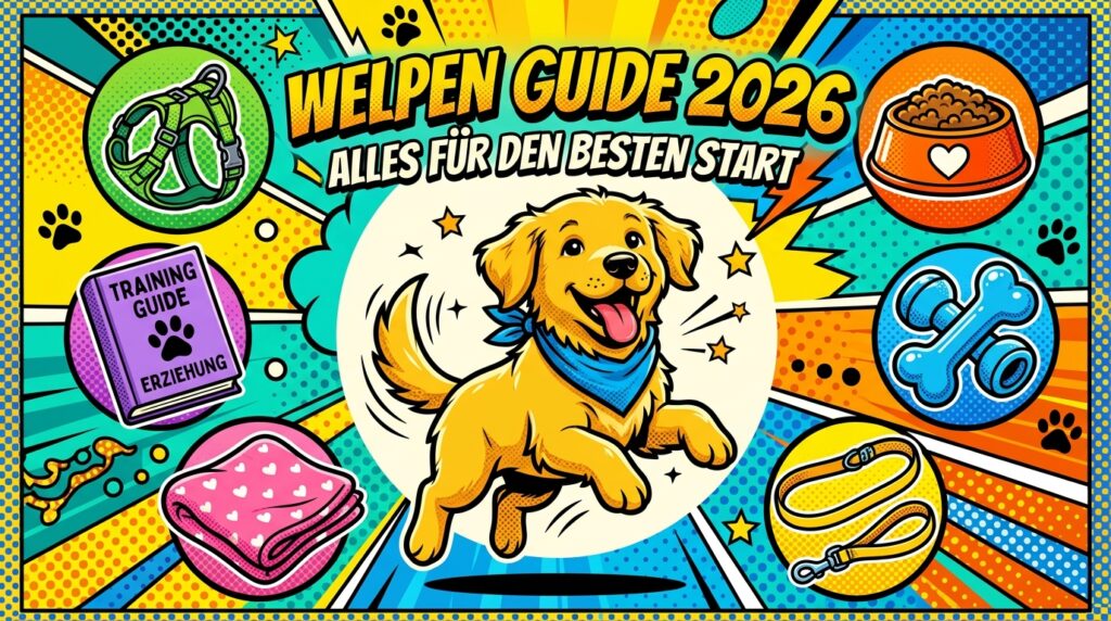 Welpen Erstausstattung Guide 2026 Pop Art Infografik