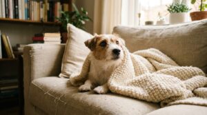 Kleiner Hund in eine Decke gewickelt – Hund zittert: Ursachen und Hilfe