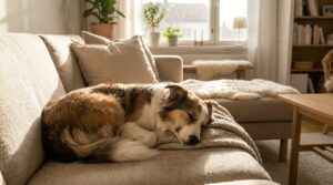 Entspannter Hund nach Beruhigungsmittel Zylkene